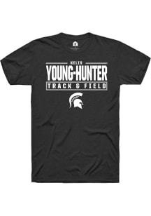 Kelis Young-Hunter Black Michigan State Spartans NIL Stacked Box Short Sleeve T Shirt