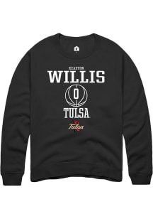 Keaston Willis Rally Mens Black Tulsa Golden Hurricane NIL Sport Icon Crew Sweatshirt