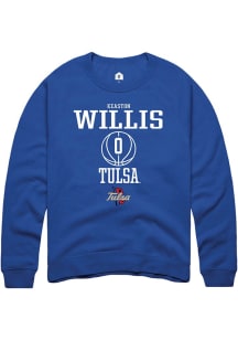 Keaston Willis Rally Mens Blue Tulsa Golden Hurricane NIL Sport Icon Crew Sweatshirt