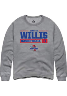 Keaston Willis Rally Mens Graphite Tulsa Golden Hurricane NIL Stacked Box Crew Sweatshirt