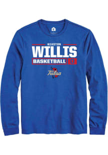 Keaston Willis Rally Mens Blue Tulsa Golden Hurricane NIL Stacked Box Tee