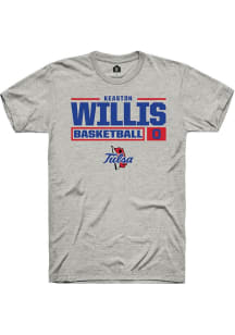 Keaston Willis Ash Tulsa Golden Hurricane NIL Stacked Box Short Sleeve T Shirt