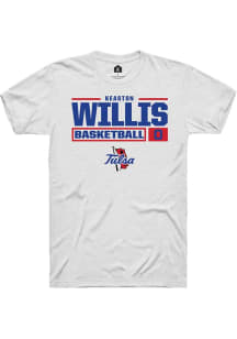 Keaston Willis White Tulsa Golden Hurricane NIL Stacked Box Short Sleeve T Shirt