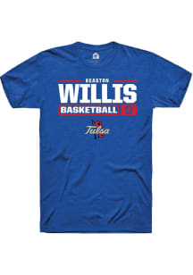 Keaston Willis Blue Tulsa Golden Hurricane NIL Stacked Box Short Sleeve T Shirt