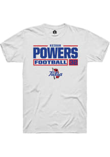 Keigan Powers White Tulsa Golden Hurricane NIL Stacked Box Short Sleeve T Shirt