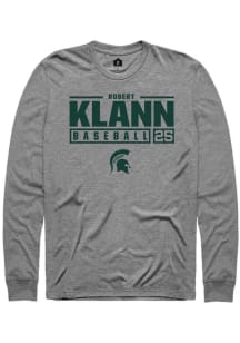 Robert Klann  Michigan State Spartans Grey Rally NIL Stacked Box Long Sleeve T Shirt