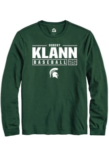 Robert Klann  Michigan State Spartans Green Rally NIL Stacked Box Long Sleeve T Shirt