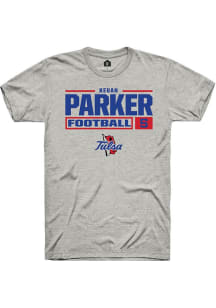 Keuan Parker Ash Tulsa Golden Hurricane NIL Stacked Box Short Sleeve T Shirt