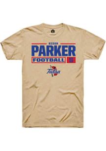 Keuan Parker Tan Tulsa Golden Hurricane NIL Stacked Box Short Sleeve T Shirt