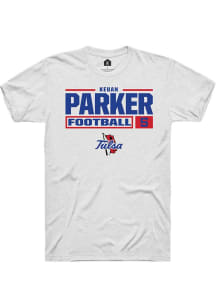 Keuan Parker White Tulsa Golden Hurricane NIL Stacked Box Short Sleeve T Shirt