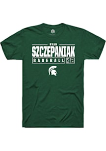 Ryan Szczepaniak  Michigan State Spartans Green Rally NIL Stacked Box Short Sleeve T Shirt