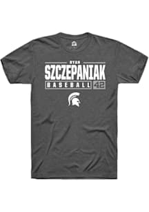 Ryan Szczepaniak  Michigan State Spartans Dark Grey Rally NIL Stacked Box Short Sleeve T Shirt