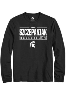 Ryan Szczepaniak  Michigan State Spartans Black Rally NIL Stacked Box Long Sleeve T Shirt