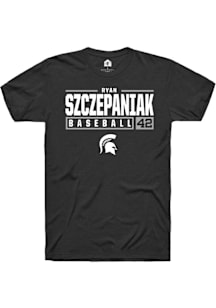 Ryan Szczepaniak  Michigan State Spartans Black Rally NIL Stacked Box Short Sleeve T Shirt