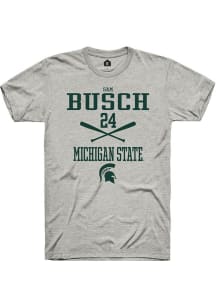 Sam Busch  Michigan State Spartans Ash Rally NIL Sport Icon Short Sleeve T Shirt