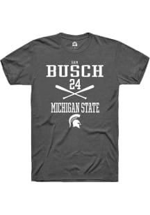 Sam Busch  Michigan State Spartans Dark Grey Rally NIL Sport Icon Short Sleeve T Shirt