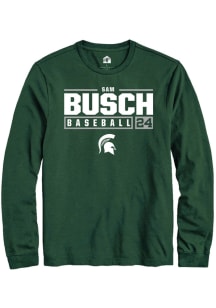 Sam Busch  Michigan State Spartans Green Rally NIL Stacked Box Long Sleeve T Shirt