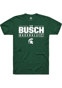 Sam Busch  Michigan State Spartans Green Rally NIL Stacked Box Short Sleeve T Shirt