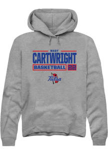 Mady Cartwright Rally Mens Graphite Tulsa Golden Hurricane NIL Stacked Box Hooded Sweatshirt