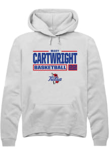 Mady Cartwright Rally Mens White Tulsa Golden Hurricane NIL Stacked Box Hooded Sweatshirt