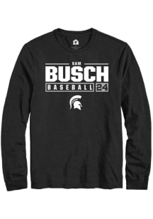Sam Busch  Michigan State Spartans Black Rally NIL Stacked Box Long Sleeve T Shirt