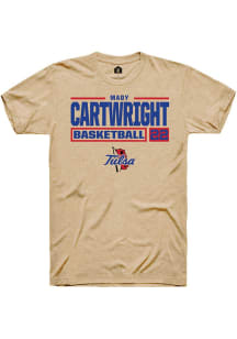 Mady Cartwright Tan Tulsa Golden Hurricane NIL Stacked Box Short Sleeve T Shirt