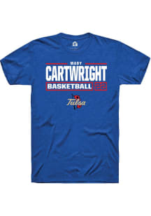 Mady Cartwright Blue Tulsa Golden Hurricane NIL Stacked Box Short Sleeve T Shirt