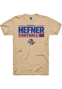 Marshall Hefner Tan Tulsa Golden Hurricane NIL Stacked Box Short Sleeve T Shirt