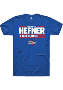 Marshall Hefner Blue Tulsa Golden Hurricane NIL Stacked Box Short Sleeve T Shirt