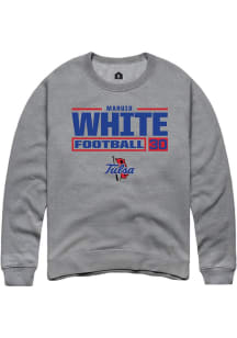 Maruio White Rally Mens Graphite Tulsa Golden Hurricane NIL Stacked Box Crew Sweatshirt