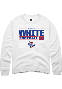 Maruio White Rally Mens White Tulsa Golden Hurricane NIL Stacked Box Crew Sweatshirt