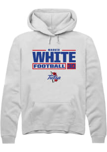 Maruio White Rally Mens White Tulsa Golden Hurricane NIL Stacked Box Hooded Sweatshirt