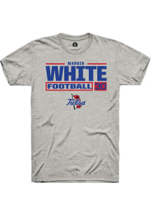 Maruio White Ash Tulsa Golden Hurricane NIL Stacked Box Short Sleeve T Shirt