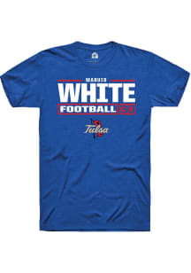 Maruio White Blue Tulsa Golden Hurricane NIL Stacked Box Short Sleeve T Shirt