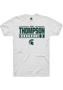 Sam Thompson  Michigan State Spartans White Rally NIL Stacked Box Short Sleeve T Shirt
