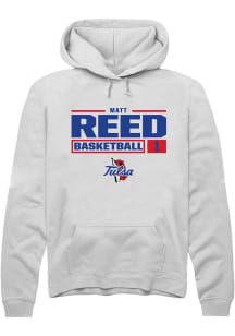 Matt Reed Rally Mens White Tulsa Golden Hurricane NIL Stacked Box Hooded Sweatshirt