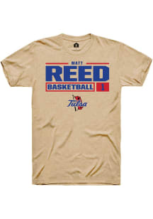 Matt Reed Tan Tulsa Golden Hurricane NIL Stacked Box Short Sleeve T Shirt