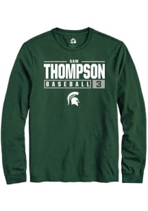 Sam Thompson  Michigan State Spartans Green Rally NIL Stacked Box Long Sleeve T Shirt