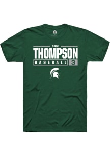 Sam Thompson  Michigan State Spartans Green Rally NIL Stacked Box Short Sleeve T Shirt