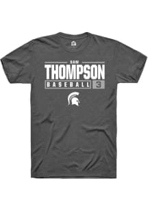 Sam Thompson  Michigan State Spartans Dark Grey Rally NIL Stacked Box Short Sleeve T Shirt