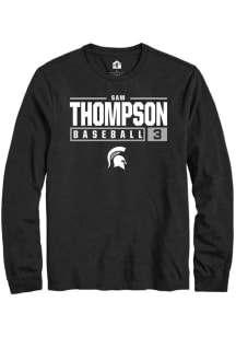 Sam Thompson  Michigan State Spartans Black Rally NIL Stacked Box Long Sleeve T Shirt