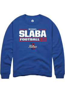 Michael Slaba Rally Mens Blue Tulsa Golden Hurricane NIL Stacked Box Crew Sweatshirt