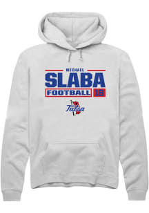 Michael Slaba Rally Mens White Tulsa Golden Hurricane NIL Stacked Box Hooded Sweatshirt