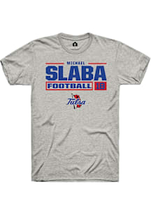 Michael Slaba  Tulsa Golden Hurricane Ash Rally Football NIL Stacked Box Short Sleeve T Shirt