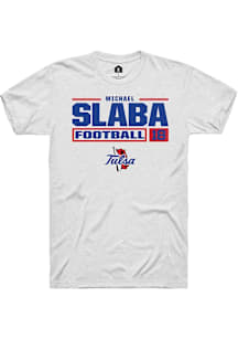 Michael Slaba  Tulsa Golden Hurricane White Rally Football NIL Stacked Box Short Sleeve T Shirt