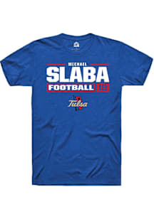 Michael Slaba  Tulsa Golden Hurricane Blue Rally Football NIL Stacked Box Short Sleeve T Shirt