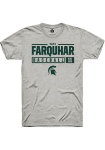 Tate Farquhar  Michigan State Spartans Grey Rally NIL Stacked Box Short Sleeve T Shirt