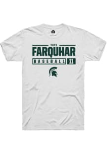 Tate Farquhar  Michigan State Spartans White Rally NIL Stacked Box Short Sleeve T Shirt