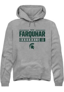Tate Farquhar  Rally Michigan State Spartans Mens Grey NIL Stacked Box Long Sleeve Hoodie