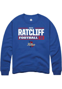 Nate Ratcliff Rally Mens Blue Tulsa Golden Hurricane NIL Stacked Box Crew Sweatshirt